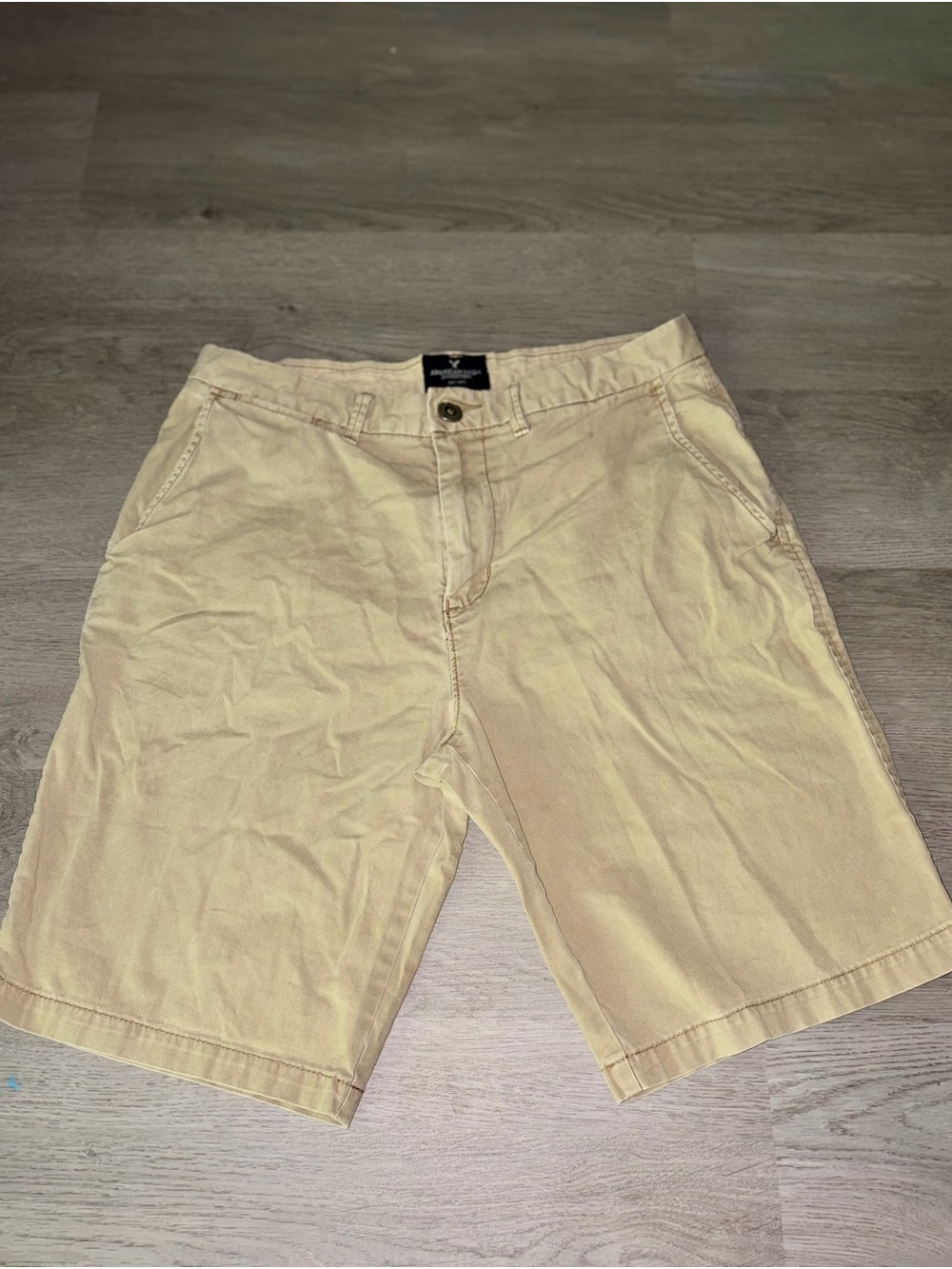 American Eagle Outfitters Preppy Light Beige Flat-Front Men's Shorts